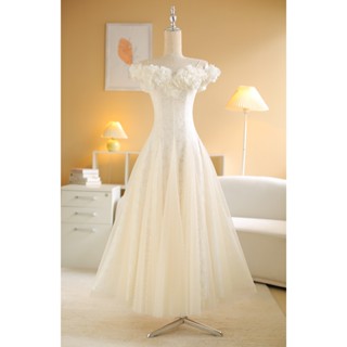 SÒ VINTAGE - LOUISA Đầm maxi ren phủ lưới đính hoa