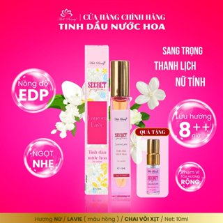   TẶNG CHAI 3ML  TINH DẦU NƯỚC HOA 10ML  EDP  SECRET PERFUME  MÀU HỒNG : Mùi nữ ngọt nhẹ hương ấm thanh lịch nữ tính. 