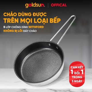 Chảo inox chống dính Goldsun GPA1401-Dùng cho mọi loại Bếp