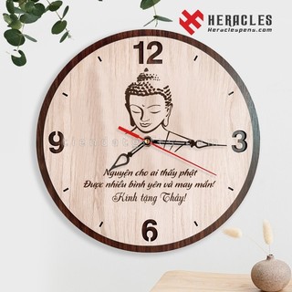 Đồng hồ gỗ treo tường Khắc hình phật – Đông hồ gỗ in Khắc tên, chữ, logo, hình ảnh làm quà tặng đại hội doanh nghiệp ág5