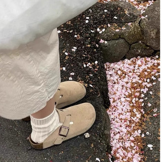 Giày sục da lộn hở gót giày sục đi học, đi làm đi chơi đế cao su 4cm - Dozimax