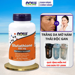 Viên uống hỗ trợ thải độc Glutathione Now 500mg giúp nuôi dưỡng làn da mờ nám trắng da hộp 120 viên