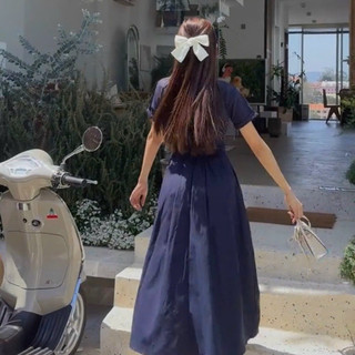 Đầm váy sơ mi công sở dáng xoè chun eo