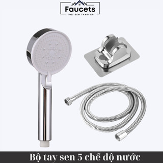 Vòi Hoa Sen Tắm Tăng Áp Gía Rẻ 5 Chế Độ Phun Nước Thông Minh, Màu Bạc, Chất Liệu ABS Dễ Dàng Lắp Đặt Và Sử Dụng
