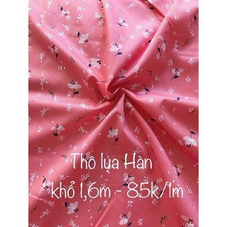 Thô cotton Hàn Quốc nền hồng hoa trắng - khổ 1,6m
