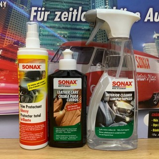 Combo chăm sóc, làm mới, nội thất xe ô tô - SONAX ( làm sạch, bảo dương da, bảo dưỡng nhựa )