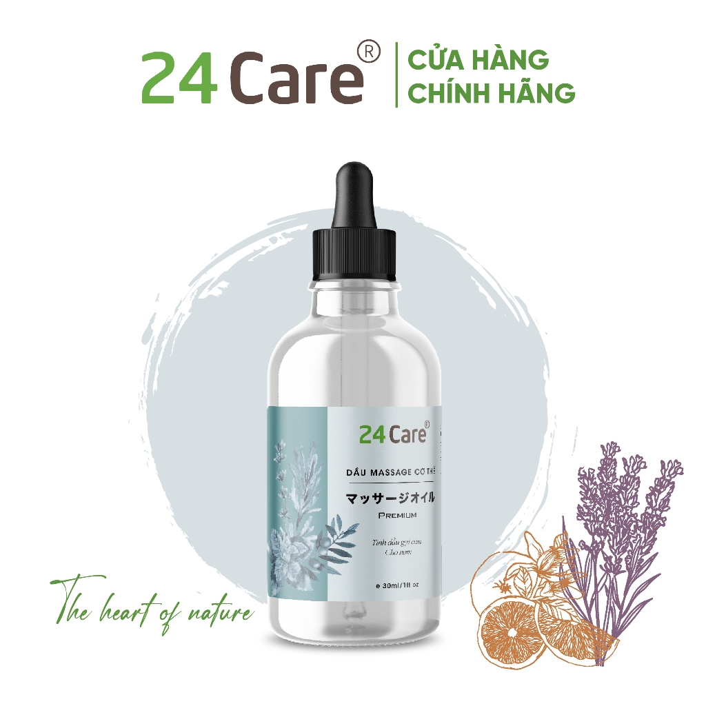 Dầu massage tinh dầu gợi cảm 24Care cho Nam Nữ dung tích 30ml - chăm sóc da, hương thơm quyến rũ