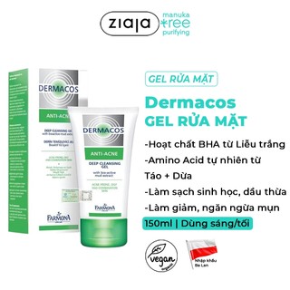 Sữa Rửa Mặt Sạch Sâu, Cho Da Mụn Chứa Bùn Hoạt Tính Farmona Dermacos Anti-Acne Deep Cleansing Gel 150ml
