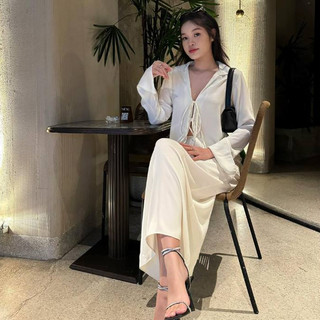 Set sơ mi cột dây + chân váy