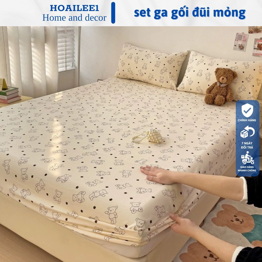 Sét ga gối trơn bọc đệm COTTON ĐŨI xơ đậu nành thấm hút mồ hôi, ga giường sơ đậu nành chất liệu mềm 