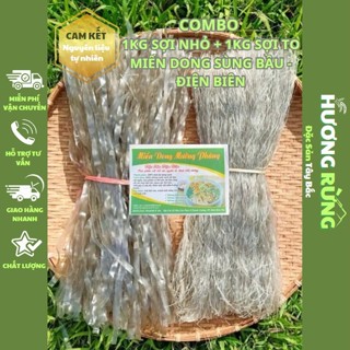 COMBO 1KG MIẾN SỢI TO + 1KG MIẾN SỢI NHỎ, miến dong Sùng Bầu Điện Biên 100% từ củ dong riềng