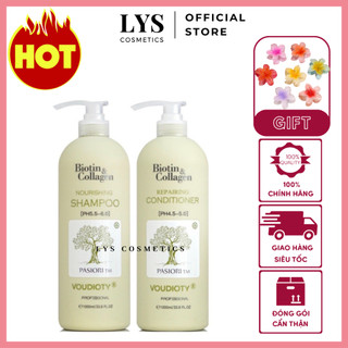 Cặp dầu gội xả biotin & collagen voudioty màu xanh lá - dầu gội kiềm dầu 500ml-1000ml | mẫu mới