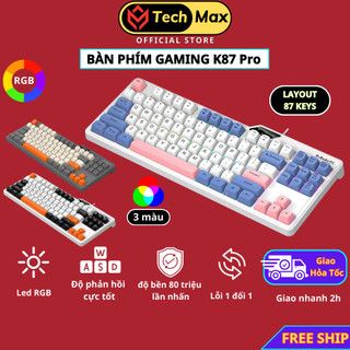  Bàn Phím Máy Tính Gaming Có Dây K87 Pro Led Rainbow Gõ Êm Dùng Cho PC Laptop Game Thủ Văn Phòng 