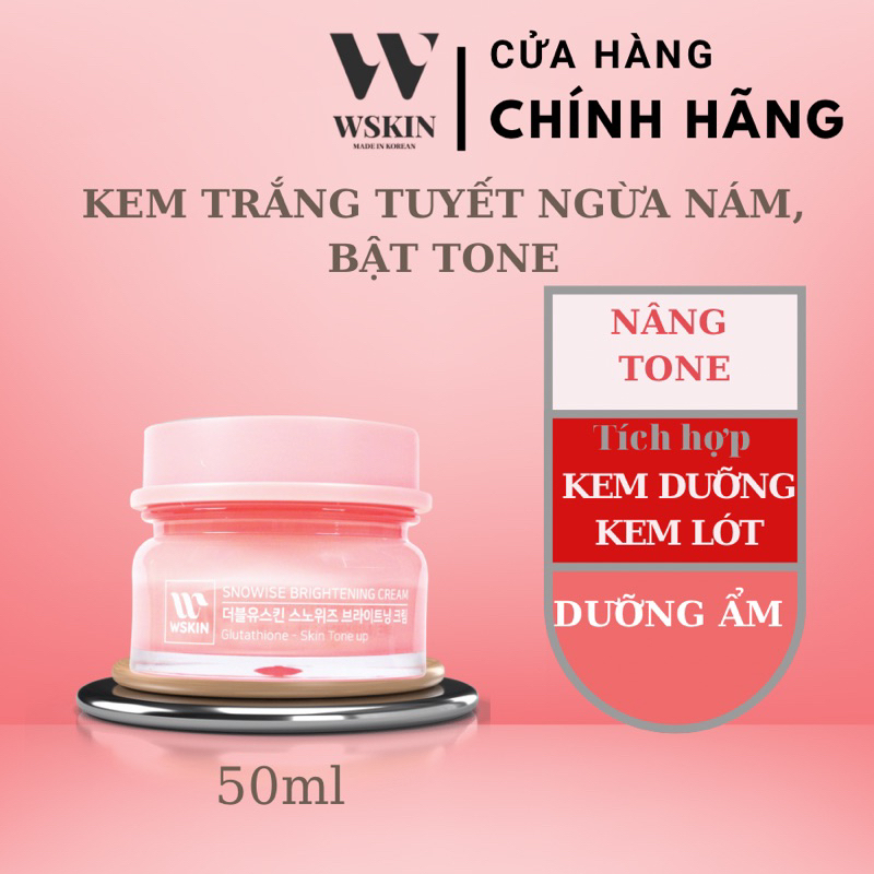 (Mẫu cũ) KEM DƯỠNG BAN NGÀY TRẮNG DA, NGỪA THÂM NÁM, BẬT TÔNG WSKIN HÀN QUỐC 50G - WSKIN Snowise Bri