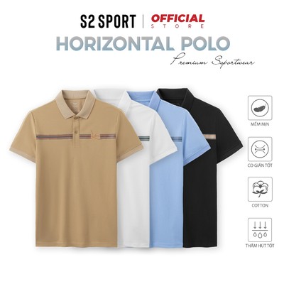 (XẢ KHO) Áo polo nam S2 SPORT thun tay ngắn, kẻ ngang in nhiệt cotton CVC cao cấp trẻ trung - PL08