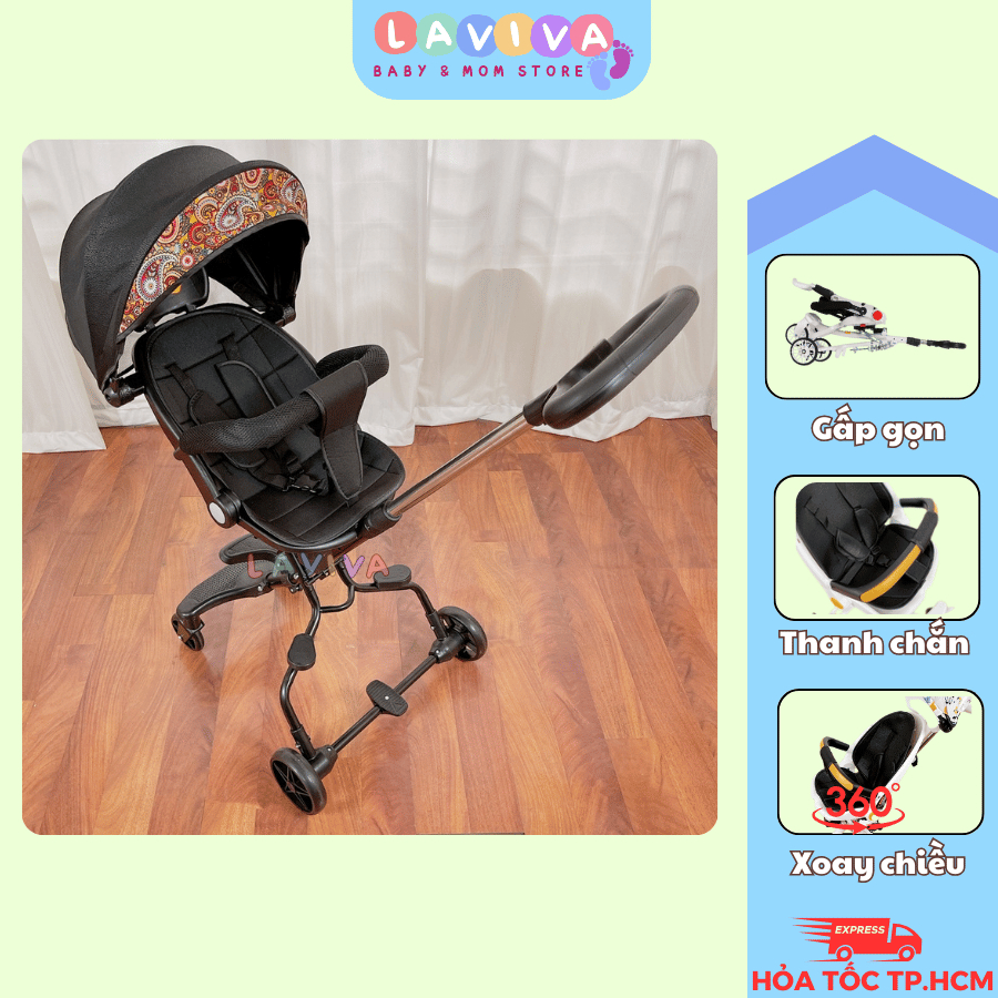 Xe đẩy M8, M9 gấp gọn cho bé, xoay 2 CHIỀU, 3 TƯ THẾ, cho bé từ 2 tháng - 6 tuổi, LAVIVASHOP