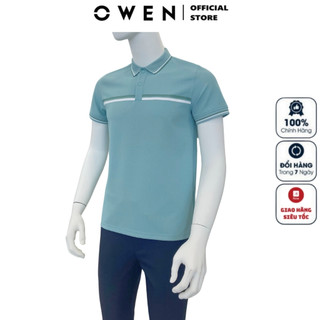 Áo thun polo nam ngắn tay cổ bẻ OWEN APV243613 phông màu xanh mint phối trắng vải Function thể thao cao cấp form bodyfit