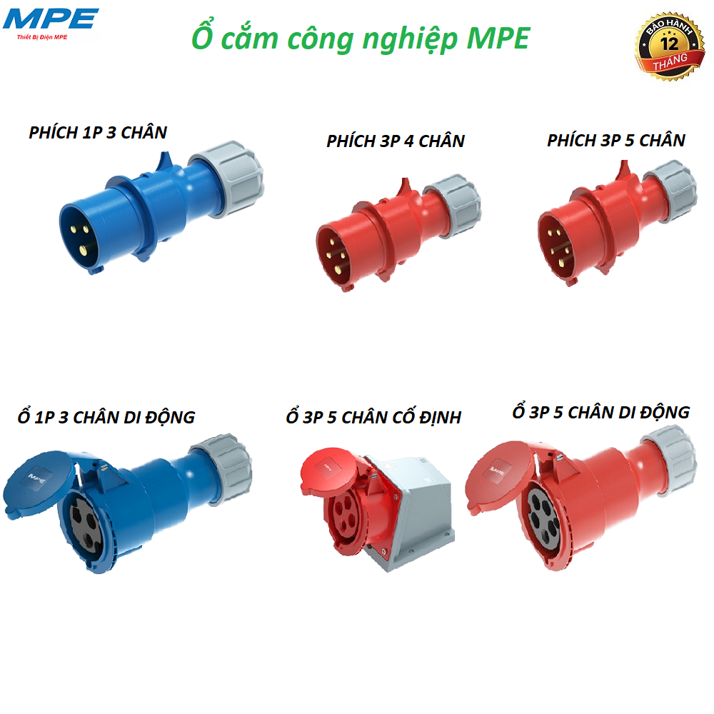 Ổ cắm công nghiệp chính hãng MPE 16A - 32A Model:MPN2