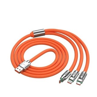 Dây cáp sạc 3 đầu 3 cổng sạc micro usb type c, có led báo nguồn, dây dài 1m2