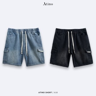  Quần Short Jean Nam Xanh Đen ATINO Chất Liệu Jean Cotton Form Regular-Fit QS.L.2.1638 