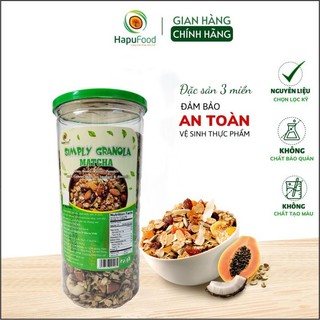 Granola dinh dưỡng HAPUFOOD vị matcha, ngũ cốc giảm cân 500G- Đồ ăn vặt cho mẹ và bé