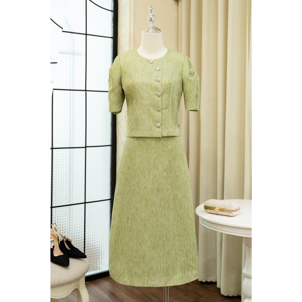 Áo vest ngắn xanh cốm thiết kế Laeem Design LV1N24002