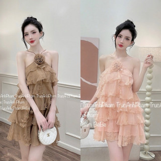 Váy yếm tầng đính hoa 530k freesize