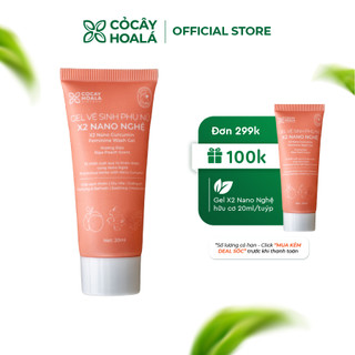 Dung Dịch Vệ Sinh Phụ Nữ Gel X2 Nano Nghệ Đào Cỏ Cây Hoa Lá - Giúp Hồng Mịn Se Khít - 20ml