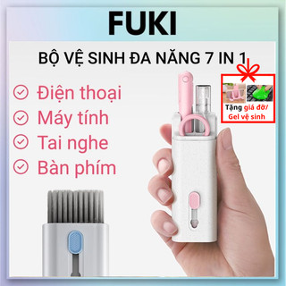 Bộ vệ sinh laptop bộ dụng cụ vệ sinh bàn phím máy tính airport bộ dụng cụ vệ sinh điện thoại, tai nghe đa năng 7in1 fuki