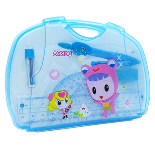 [6807 _ 8010] hộp 12 bộ compa 7 món (compass bút chì bấm, eke, thước, gôm, ruột chì, đo độ, thước tam giác) vẽ kỹ thuật