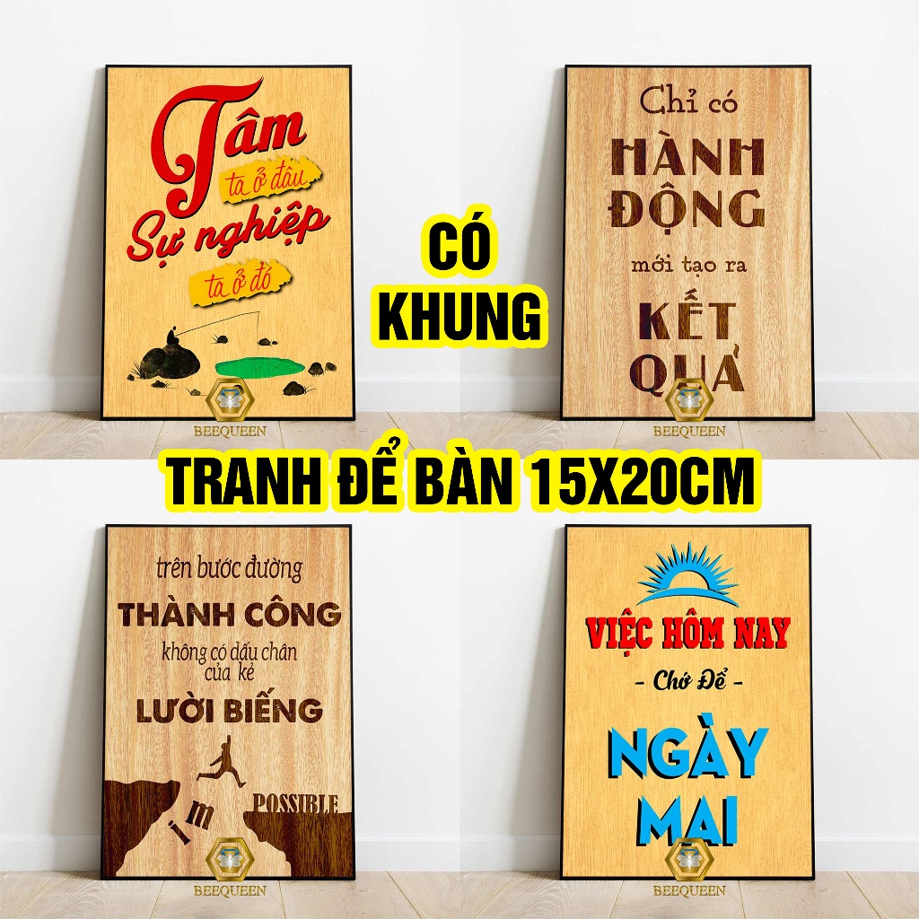 Tranh Động Lực Mini Có Khung Nổi Để Bàn Tuyệt Đẹp - Kích Thước 15X20Cm - Tặng Kèm Chân Đế Tự Gắn