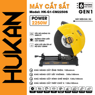 Máy cắt sắt bàn hukan hk-g1-cm2250s, công suất 2250w, đường kính đĩa 355, tặng 1 đĩa cắt