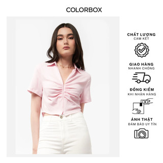 Colorbox Áo Thun Cổ Polo Croptop Xếp Nếp