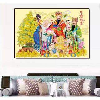 Tranh thêu kín Phúc Lộc Thọ Diên Niên- MN6013 (120x70cm), chưa thêu