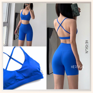 Bộ đồ tập gym nữ set tập yoga áo 2 dây chéo lưng quần short nữ hersign-set150