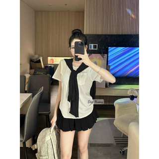 Set áo pull kèm khăn mix cv xếp li