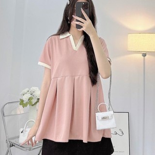 Áo bầu công sở đũi babydoll thiết kế cổ bẻ Freesize 65kg