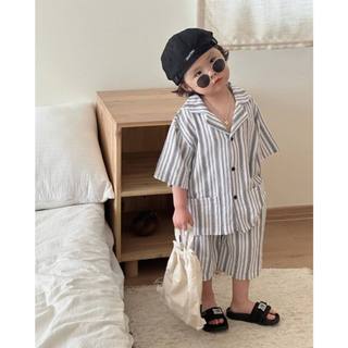 Set sơ mi kẻ sọc style Hàn cho bé