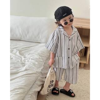 Set sơ mi kẻ sọc style Hàn cho bé