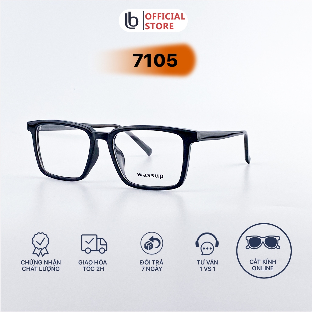 Gọng kính chữ nhật bầu LB Eyewear kính mắt nhựa dẻo nam nữ thời trang nhẹ không cấn mũi giả cận