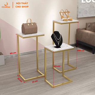 [Kệ trưng bày giá rẻ] Bục khung sắt mặt gỗ trưng bày shop, cửa hàng thời trang, mỹ phẩm, giày dép, túi xách,...VNS-009