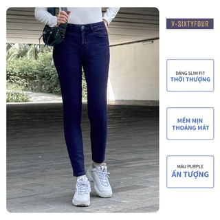 Quần jeans nữ dáng slim fit tím lavender - purple slim fit jeans v-sixtyfour - 122wd2082f3590
