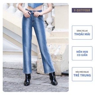 Quần jeans nữ dáng relax laser đậm nhạt. relax laser women's jeans dark light v-sixtyfour v64 - 123wd1080f3950
