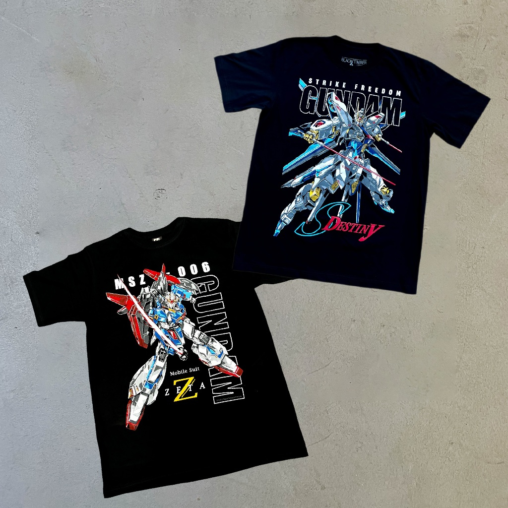 Áo thun đen cotton oversize Nam/Nữ in hình Gundam - Gundam unicorn, Gundam rx, Gundam aerial,  Zelta