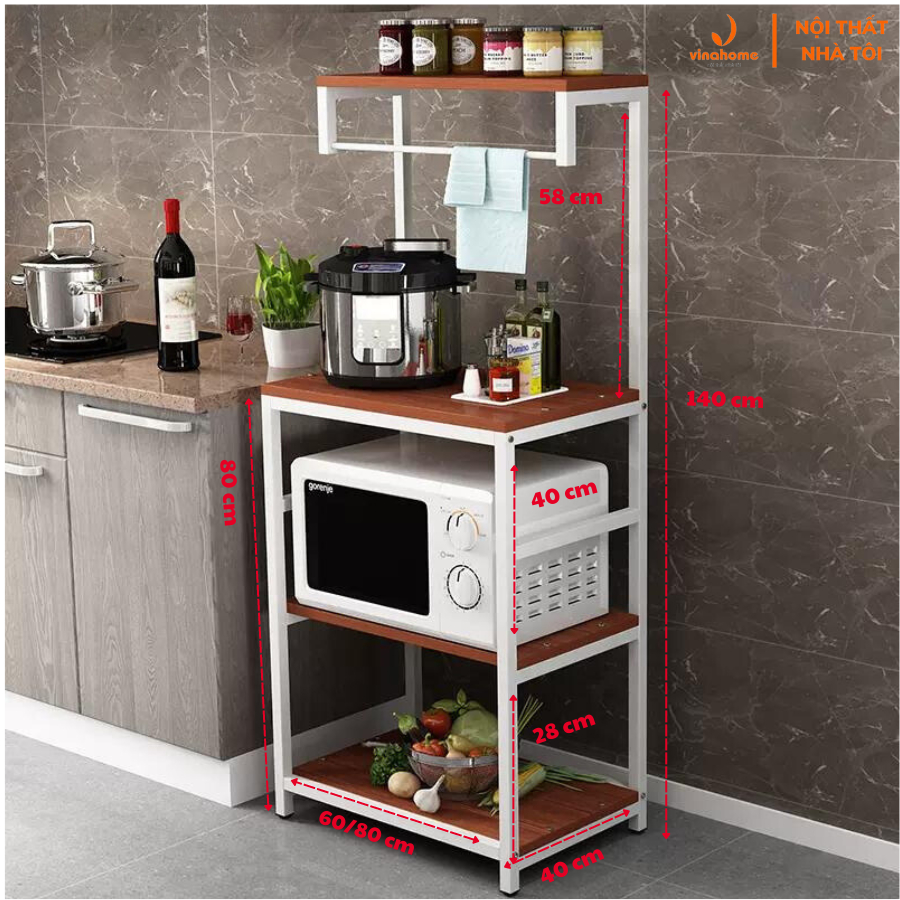 Giá, kệ để lò vi sóng, đồ dùng bếp đa năng 4 tầng sắt sơn tĩnh điện chắc chắn, tiện ích không gian VNH-529