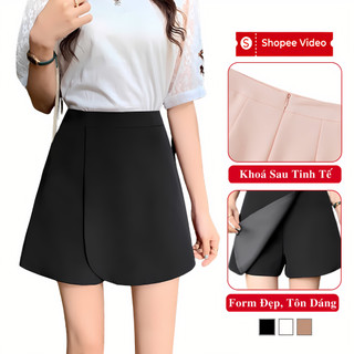 Quần Váy Chữ A Ngắn Lệch Tà Cạp Cao Madela, Quần Váy Chứ A Ngắn Nữ Lệch Tà Trong Bộ SP: Quần Đùi Giả Váy Nữ - QGVN