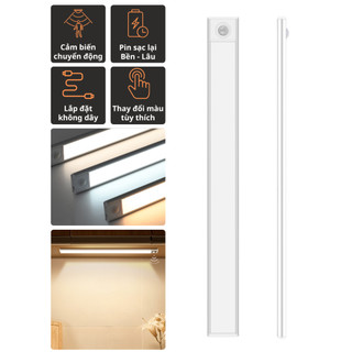 Đèn led không dây thông minh, 3 màu sáng, cảm biến ánh sáng tủ bếp tủ quần áo chiếu sáng hành lang