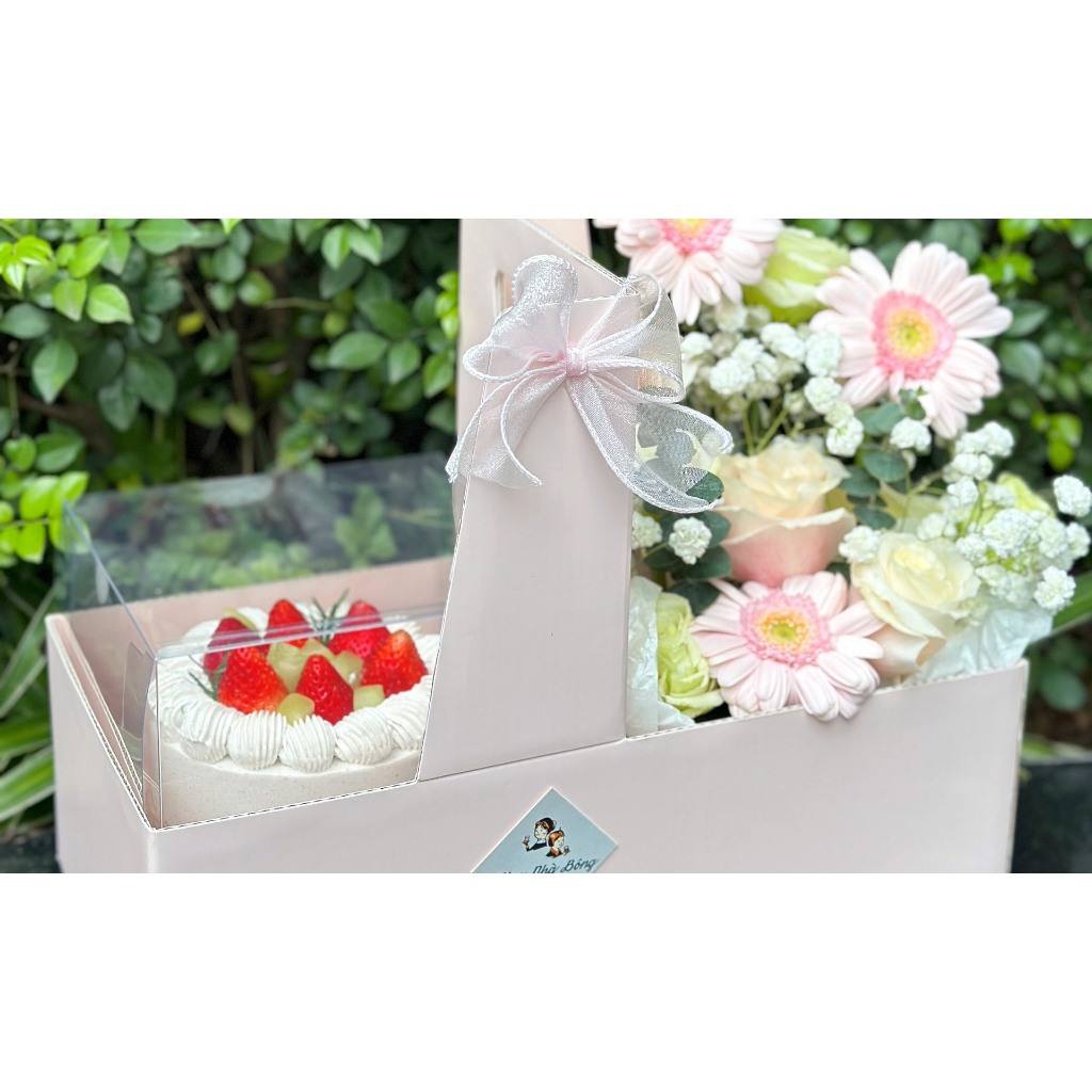 Túi kraft 2 ngăn đựng hoa, nước uống, trà sữa, cafe và hoa