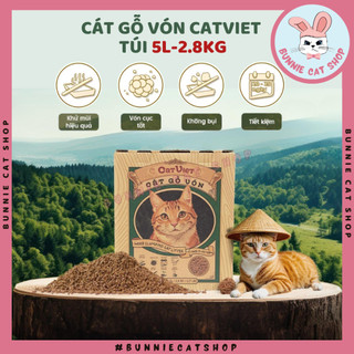 Cát Gỗ Vón Catviet Túi 5L-2.8kg và 4.5L-2.3kg, Cát Gỗ Hữu Cơ Cho Mèo Không Bụi - Bunnie Cat Shop