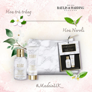 Bộ quà tặng túi đựng mỹ phẩm sang trọng Baylis & Harding hương Trà trắng và Neroli